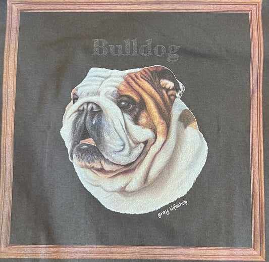gray original Dog face printed L/S TEE[vintage black]-Bulldog