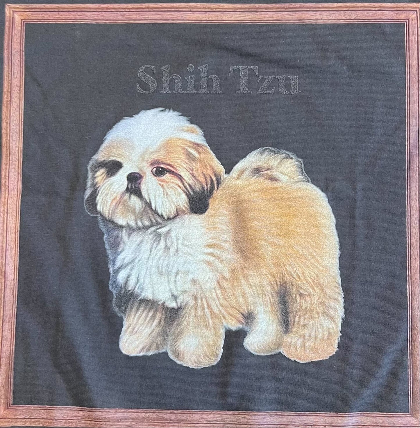 gray original Dog face printed L/S TEE[vintage black]-Shih Tzu②