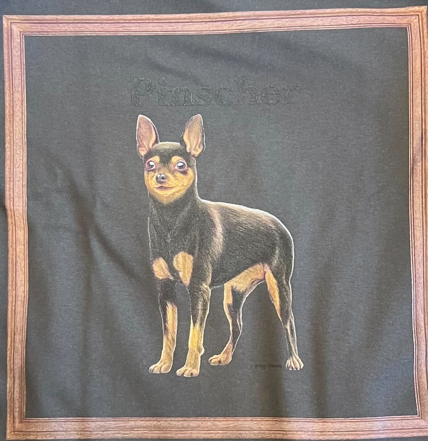 gray original Dog face printed L/S TEE[vintage black]-pinscher