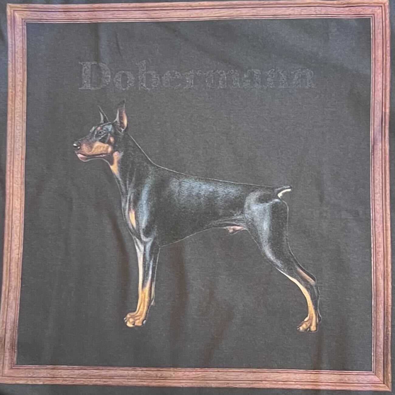 gray original Dog face printed L/S TEE[vintage black]-doberman