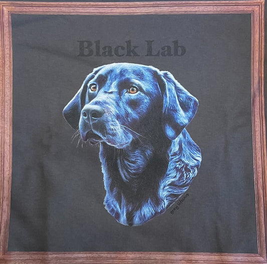 gray original Dog face printed L/S TEE[vintage black]-Black lab