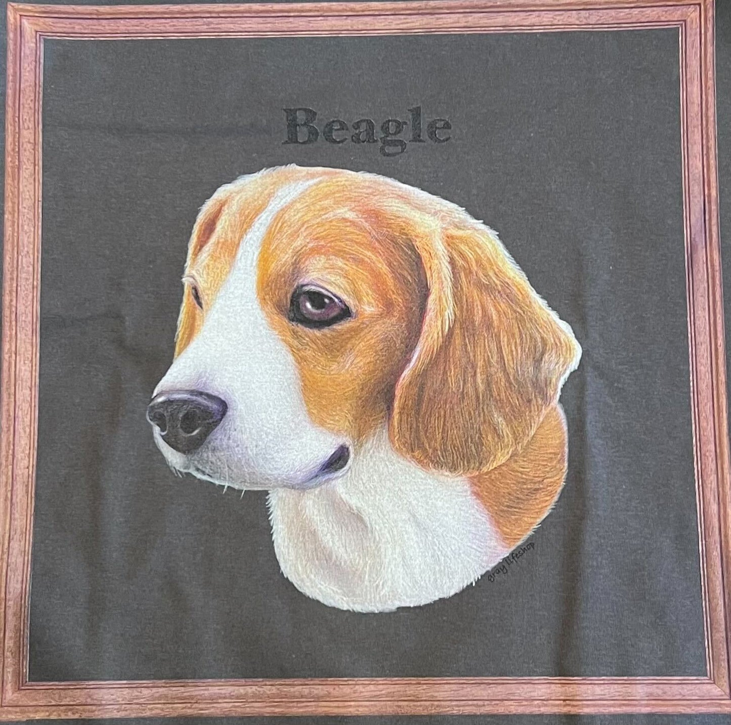 gray original Dog face printed L/S TEE[vintage black]-beagle