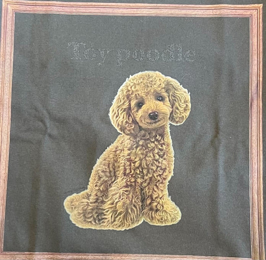 gray original Dog face printed L/S TEE[vintage black]-Toy poodle