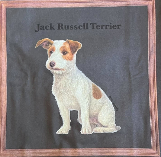 gray original Dog face printed L/S TEE[vintage black]-Jack russell terrier