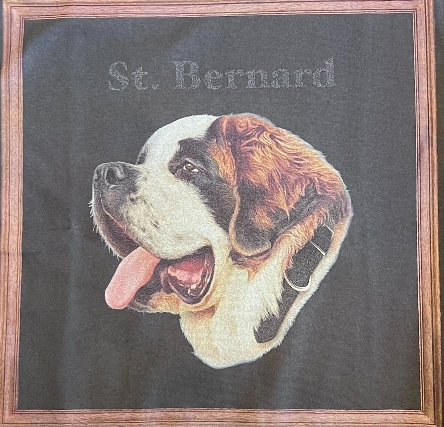 gray original Dog face printed L/S TEE[vintage black]-saint bernard