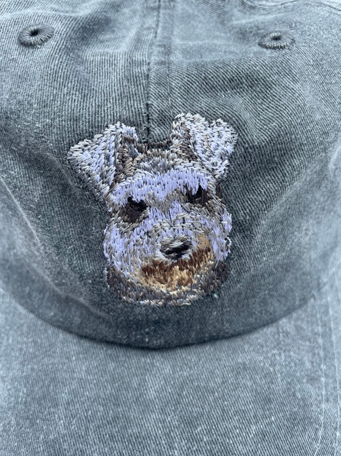 Dog embroidery cotton dad cap[fade black]-Schnauzer(lop-eared)