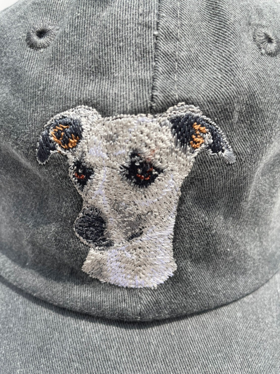 Dog embroidery cotton dad cap[fade black]-Whippet