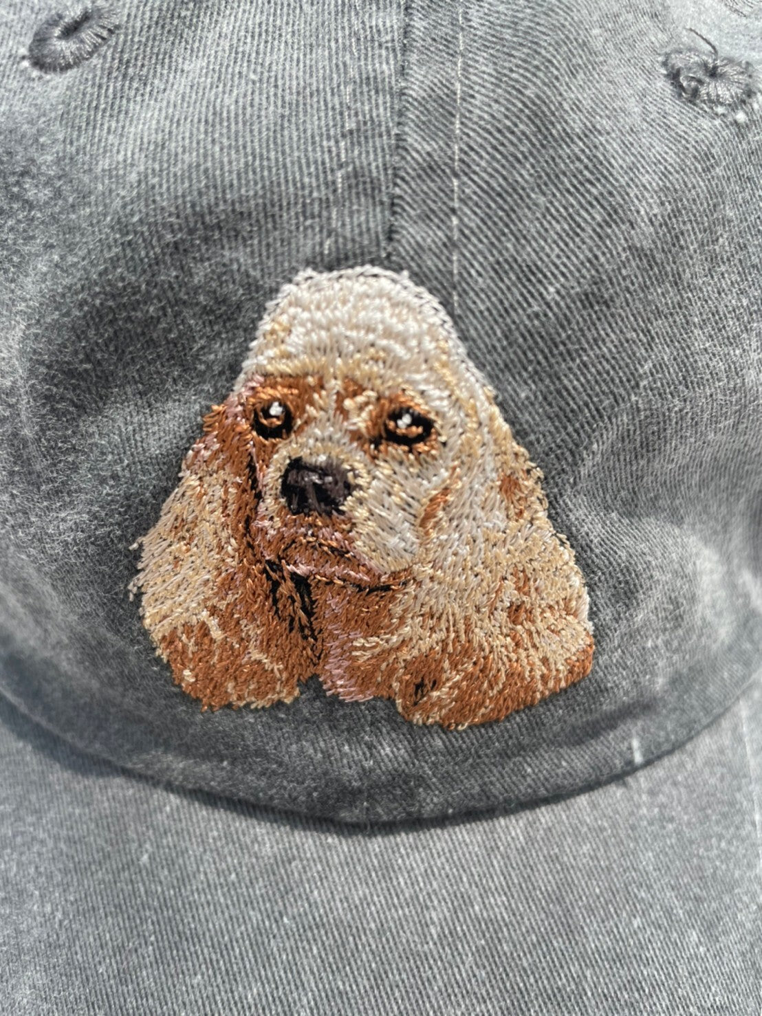 Dog embroidery cotton dad cap[fade black]-American Cocker Spaniel②A