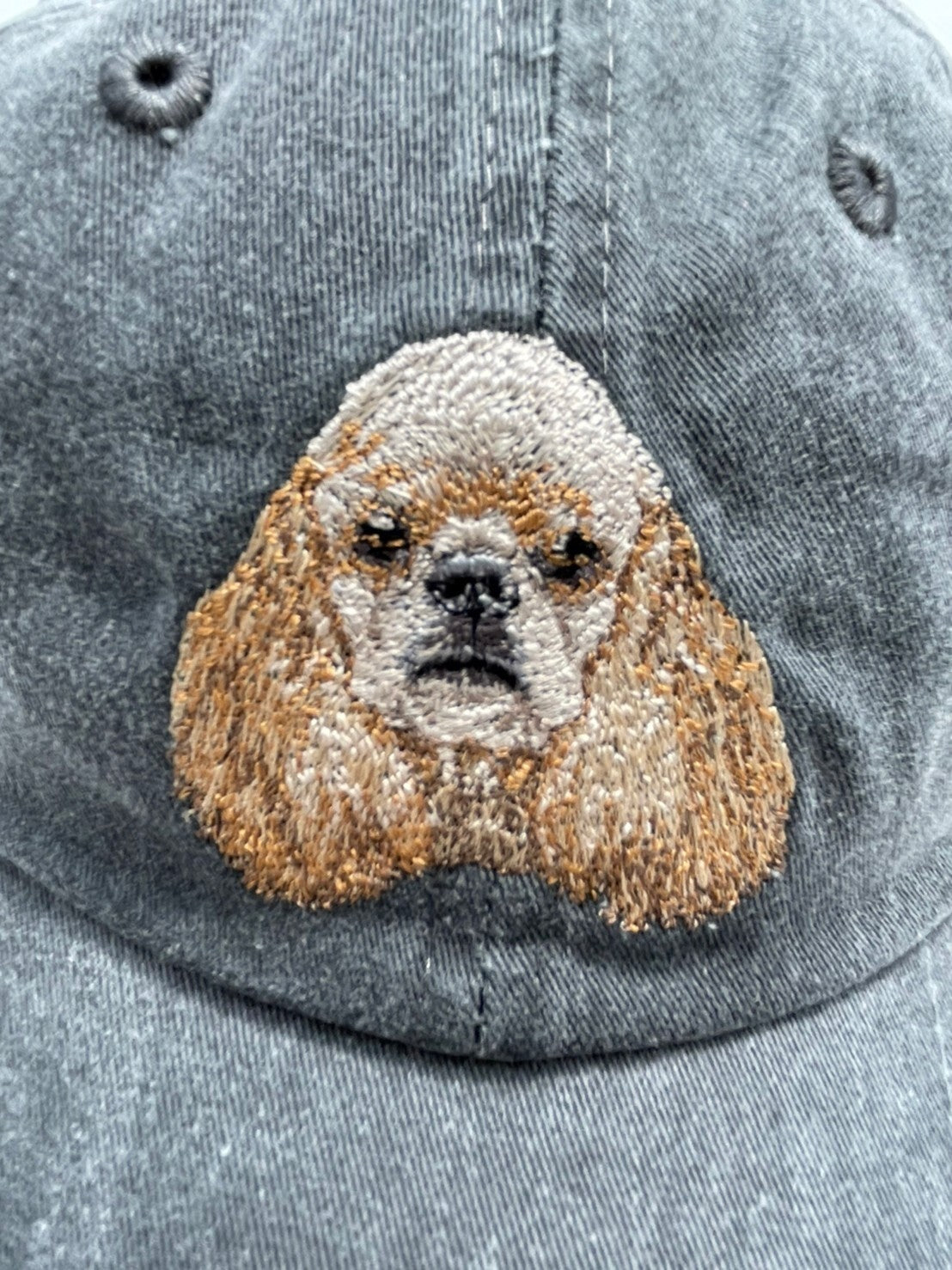 Dog embroidery cotton dad cap[fade black]-American Cocker Spaniel