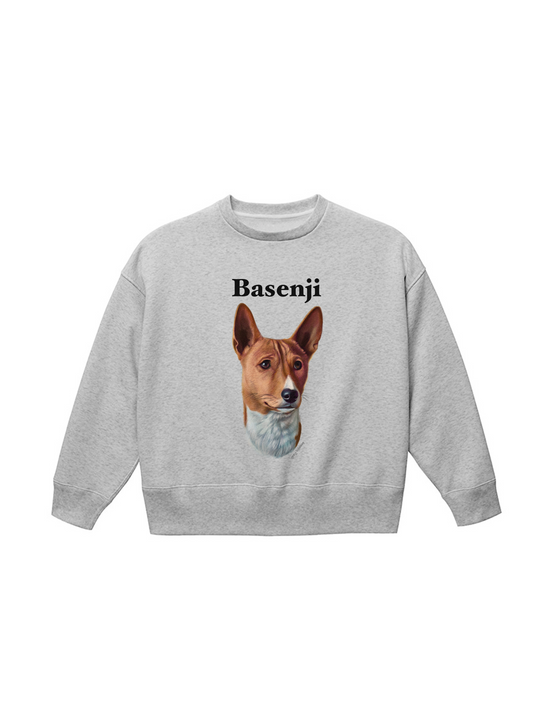 Dog Face Printed Sweat[relax]-Basenji