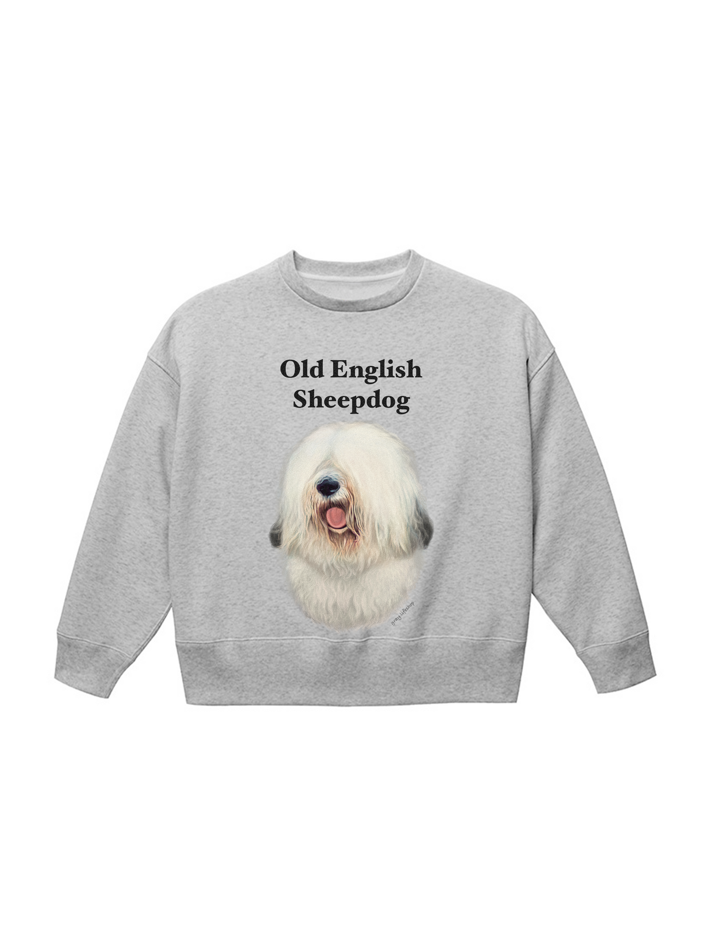 개 얼굴이 인쇄 된 땀 [휴식] -allogn English Sheepdog