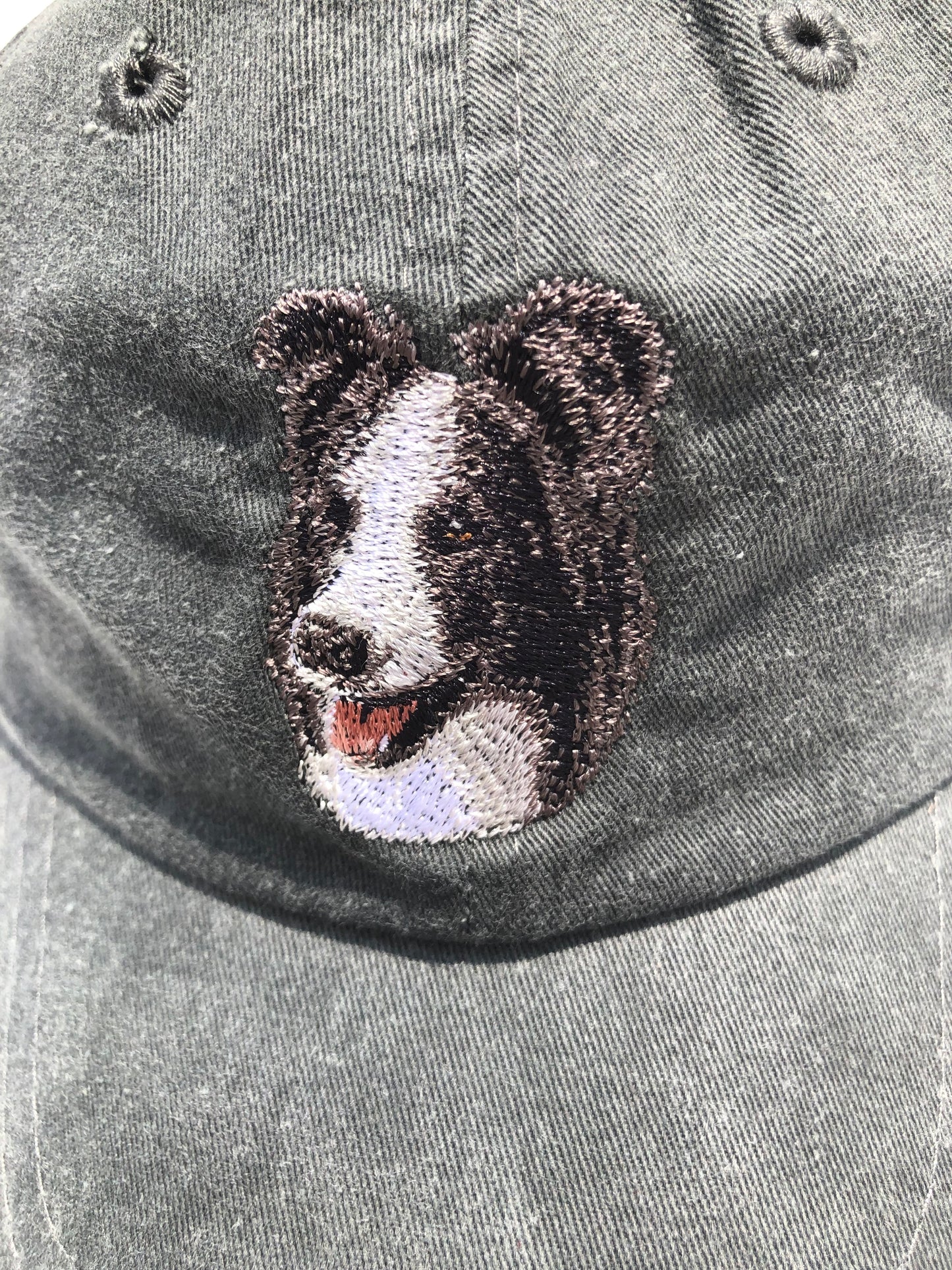 Dog embroidery cotton dad cap[fade black]-Border collie