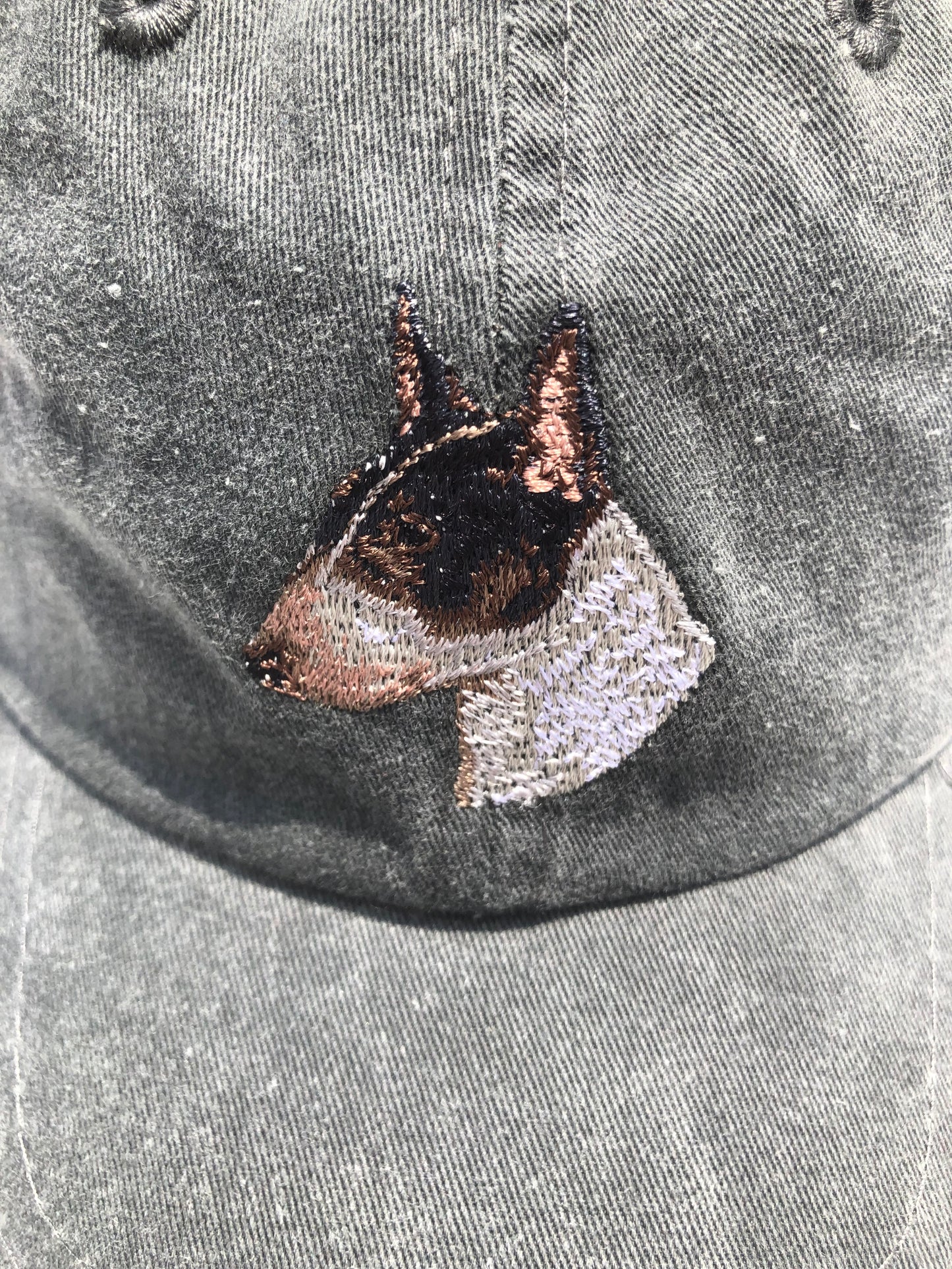 Dog embroidery cotton dad cap[fade black]-Bull terrier