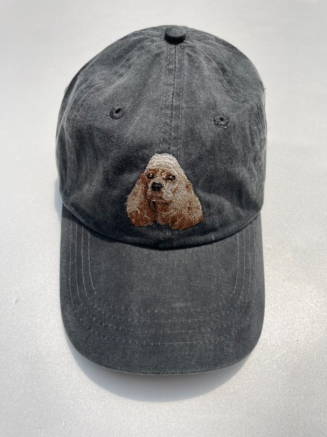 Dog embroidery cotton dad cap[fade black]-American Cocker Spaniel②A