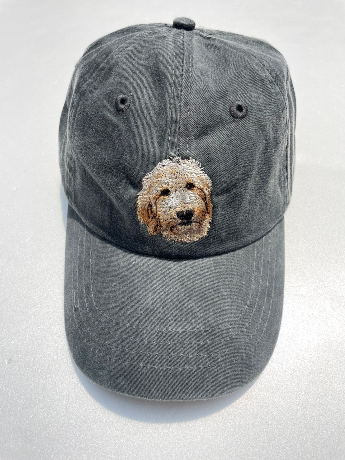 Dog embroidery cotton dad cap[fade black]-Golden Labradoodle