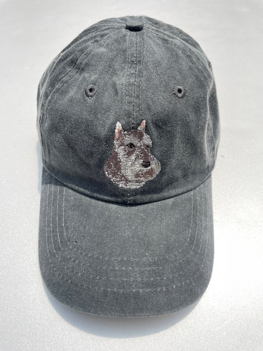 Dog embroidery cotton dad cap[fade black]-Schnauzer