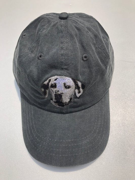 Dog embroidery cotton dad cap[fade black]-Dalmatian