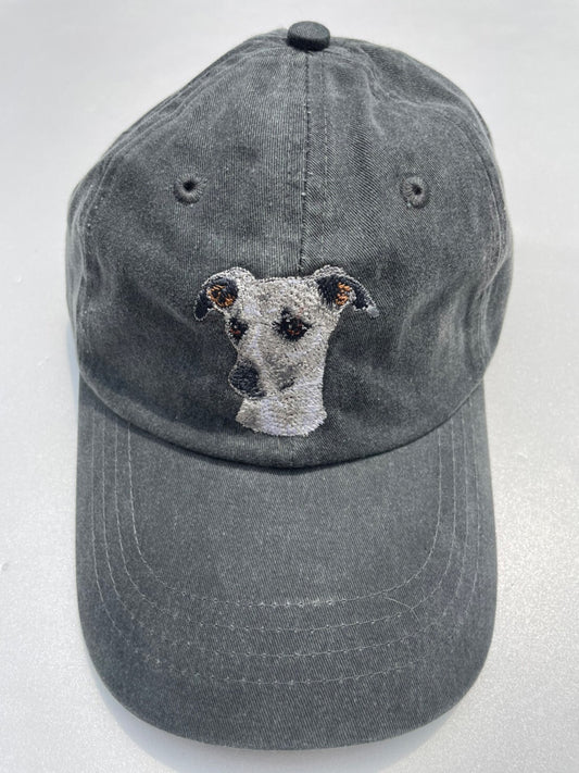 Dog embroidery cotton dad cap[fade black]-Whippet