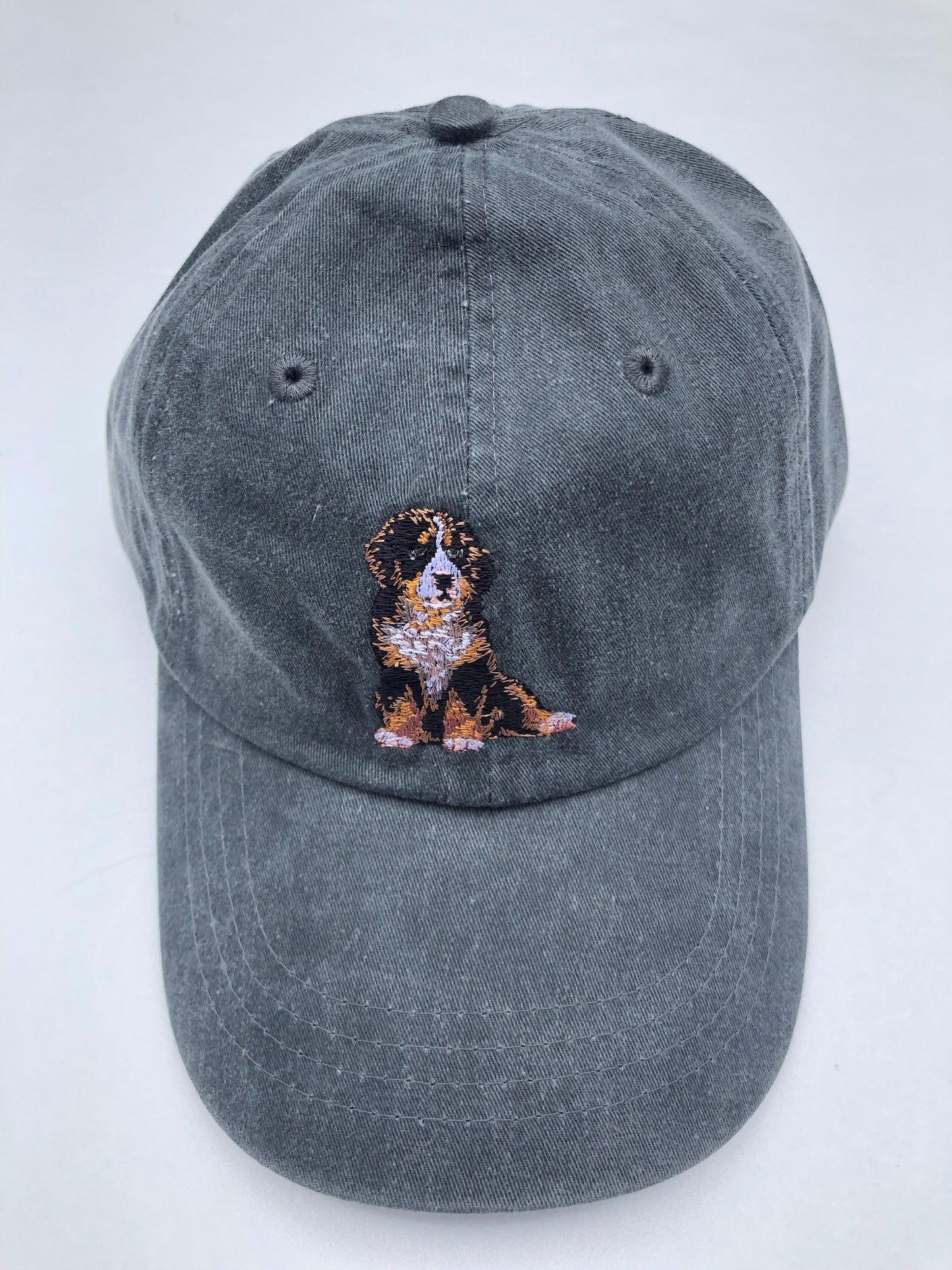 Dog embroidery cotton dad cap[fade black]-Bernese Mountain(whelo)