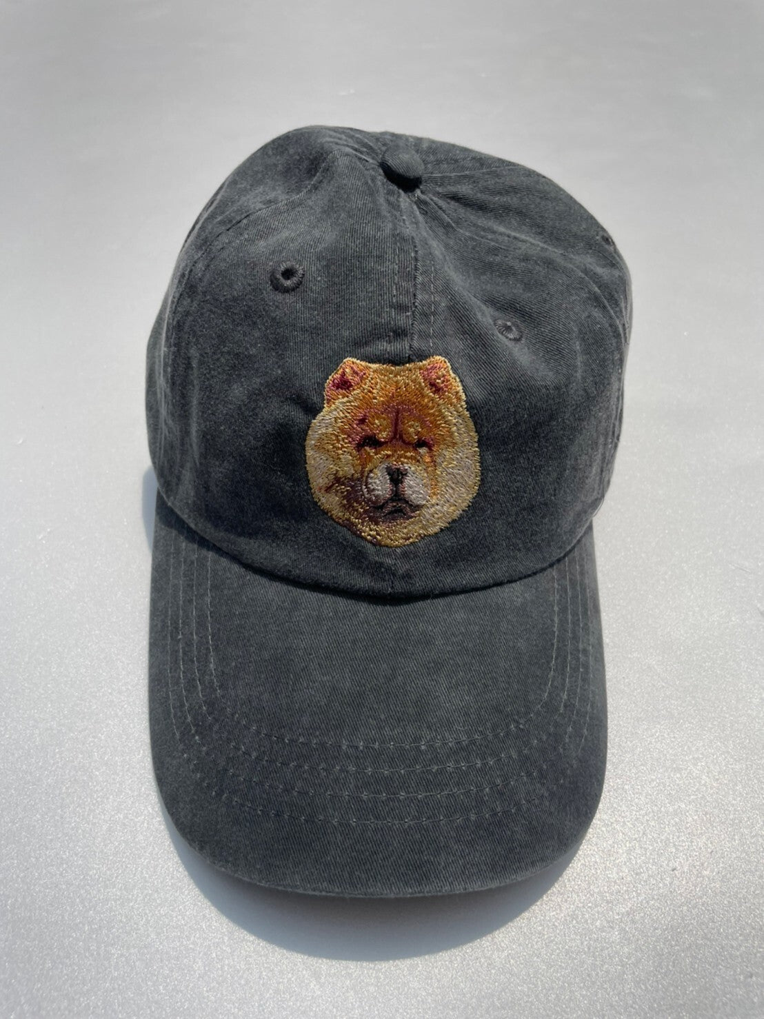 Dog embroidery cotton dad cap[fade black]-Chow chow