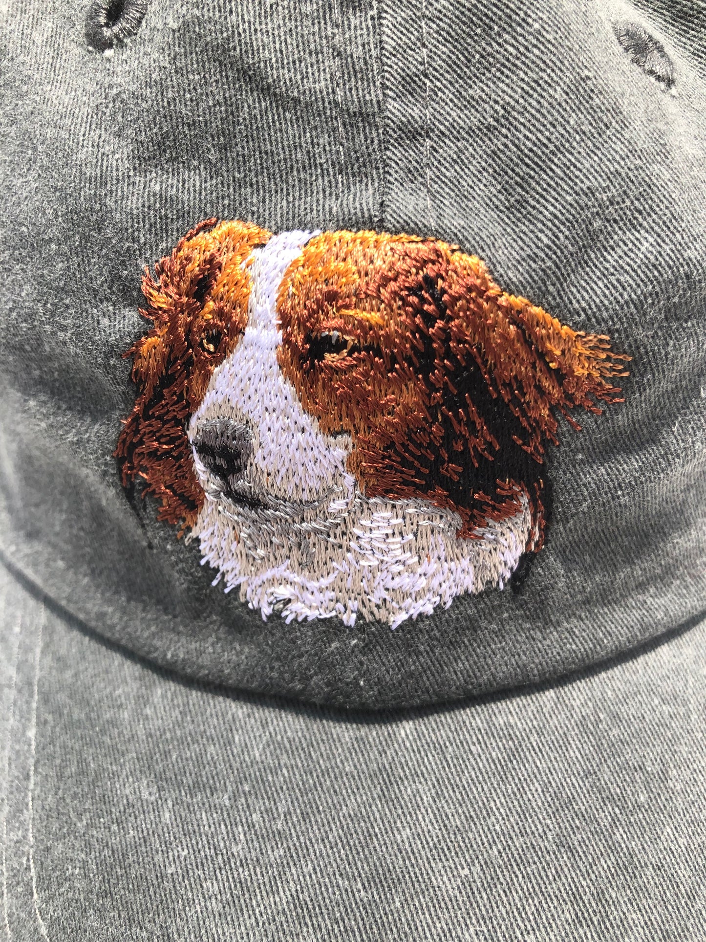 Dog embroidery cotton dad cap[fade black]-Kooikerhondje