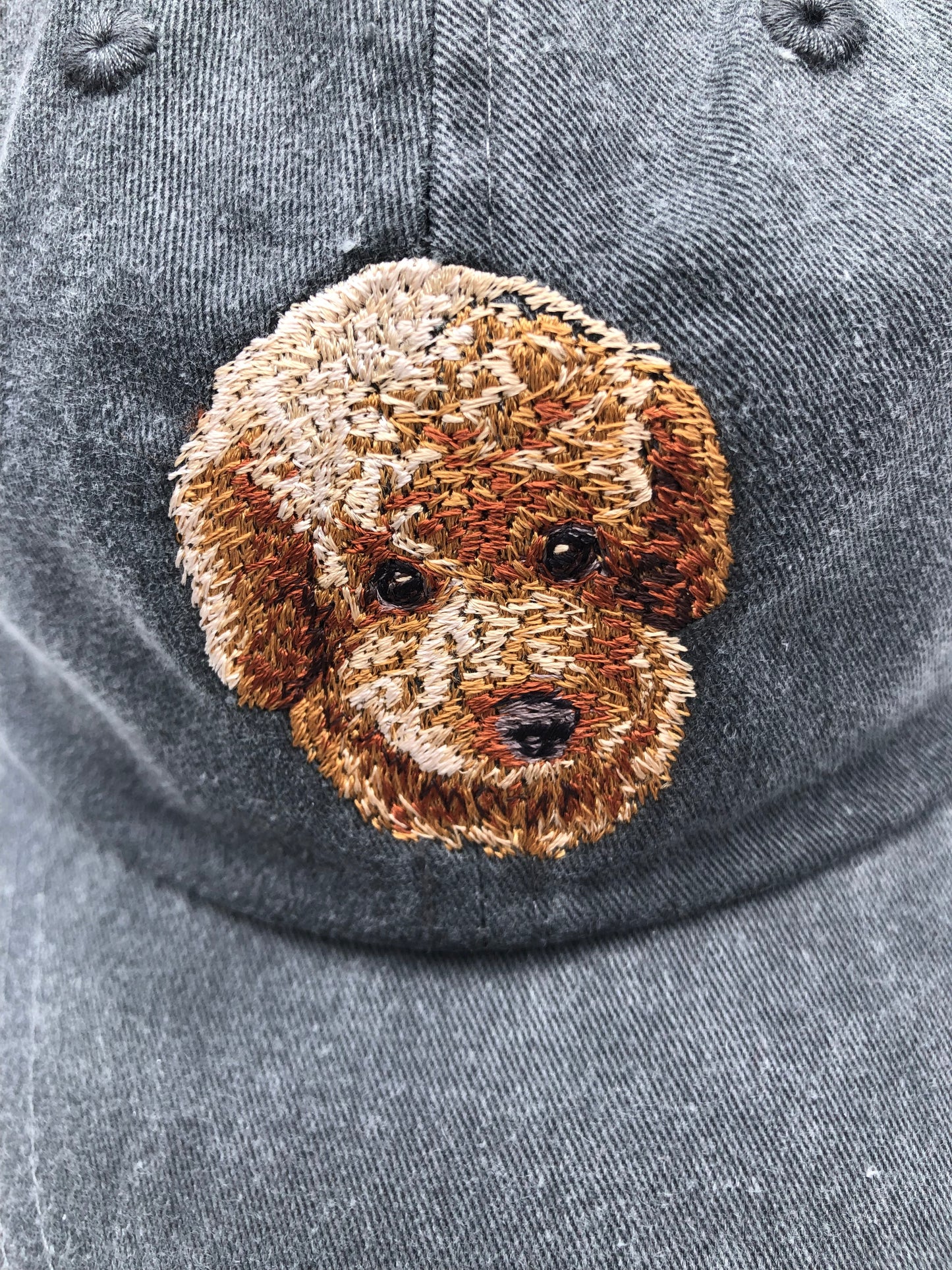 Dog embroidery cotton dad cap[fade black]-Chihua Poo