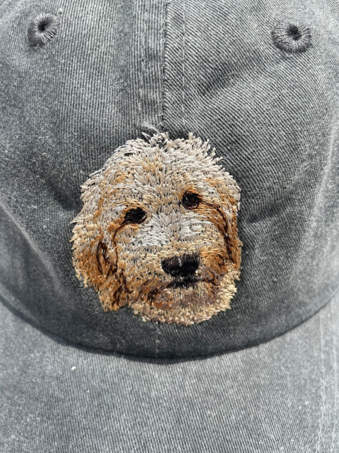 Dog embroidery cotton dad cap[fade black]-Golden Labradoodle