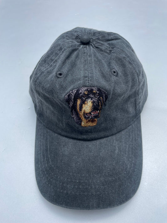 Dog embroidery cotton dad cap[fade black]-Rottweiler