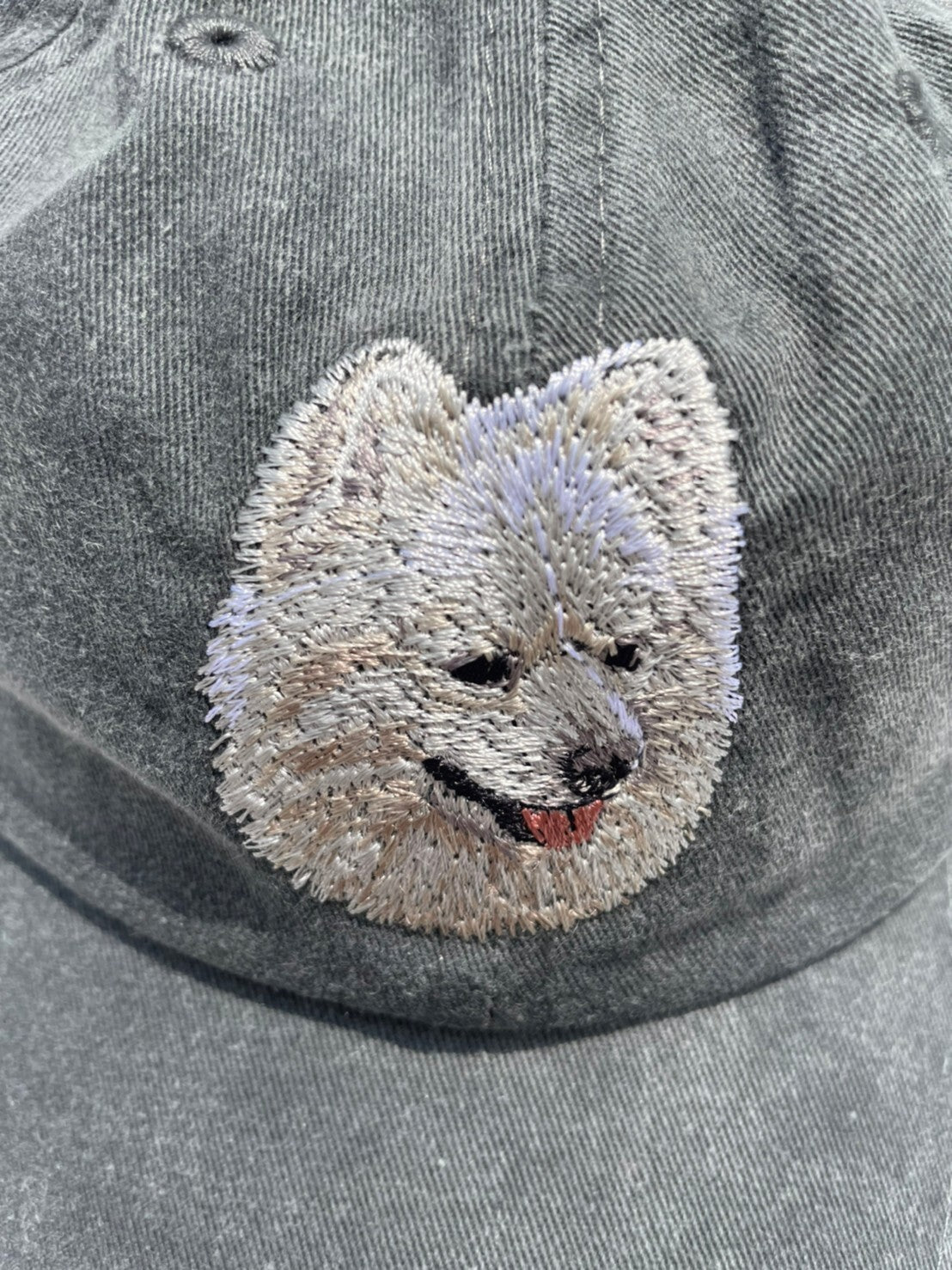 Dog embroidery cotton dad cap[fade black]-Spitz