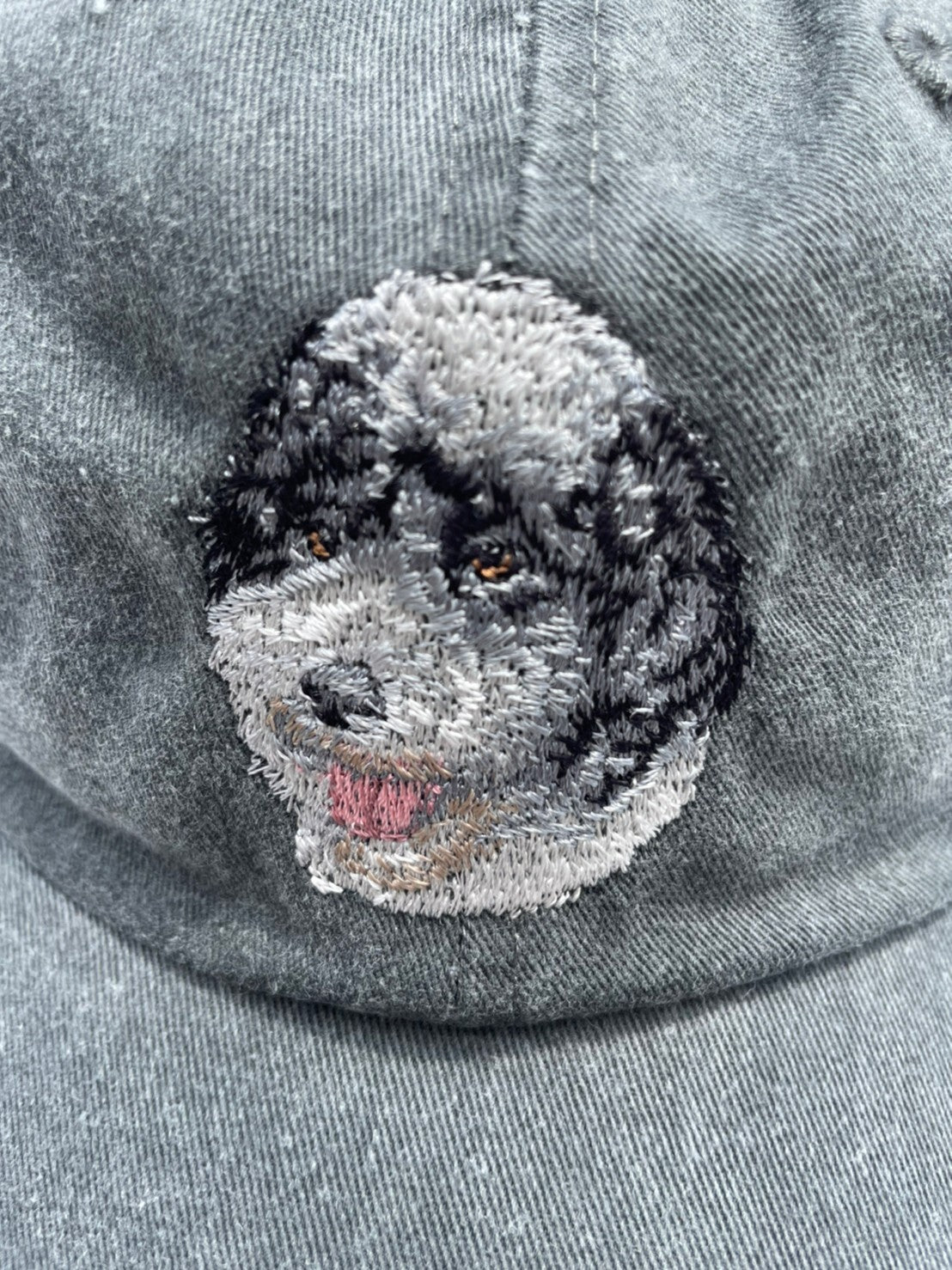 Dog embroidery cotton dad cap[fade black]-Portuguese Water Dog