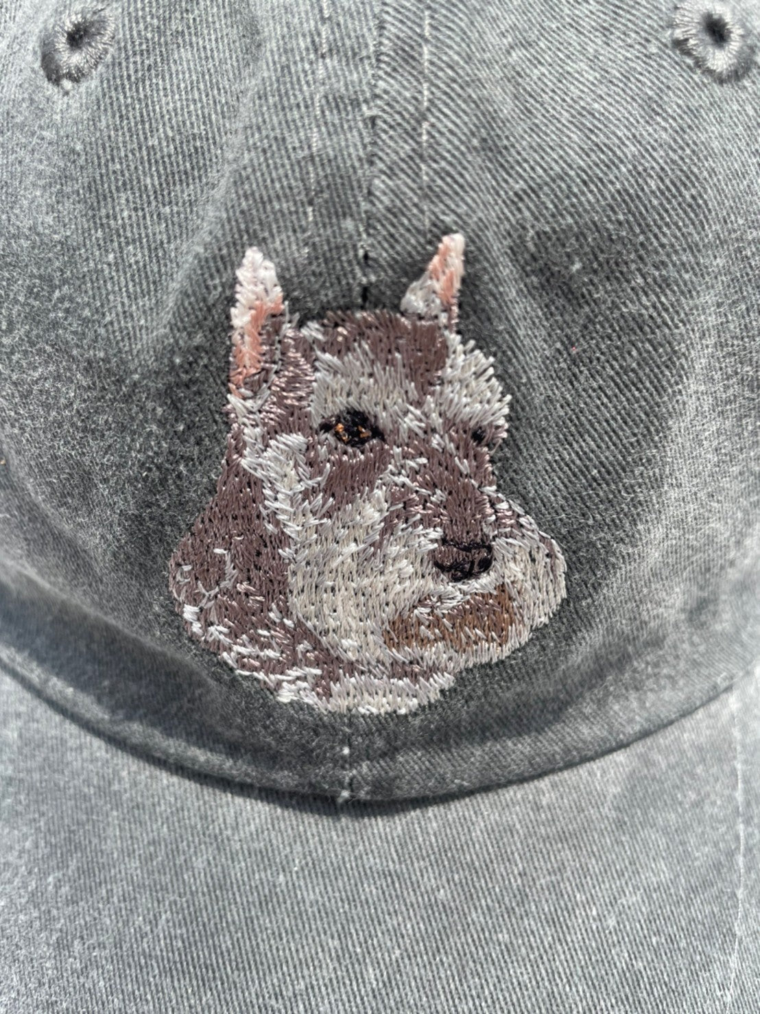 Dog embroidery cotton dad cap[fade black]-Schnauzer