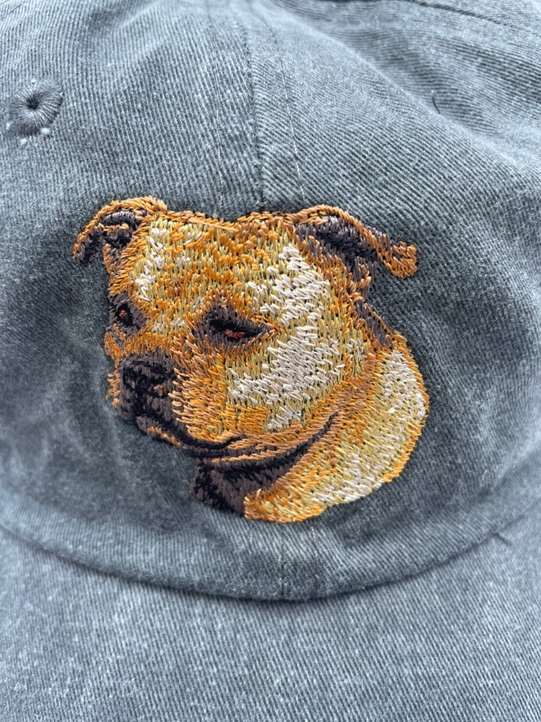 Dog embroidery cotton dad cap[fade black]-Pitbull