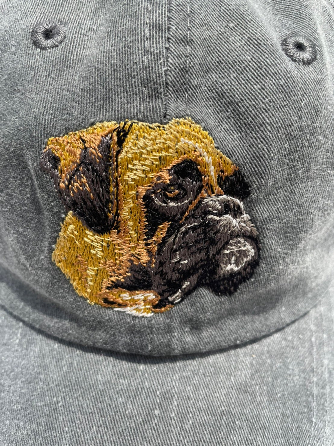 Dog embroidery cotton dad cap[fade black]-Boxer