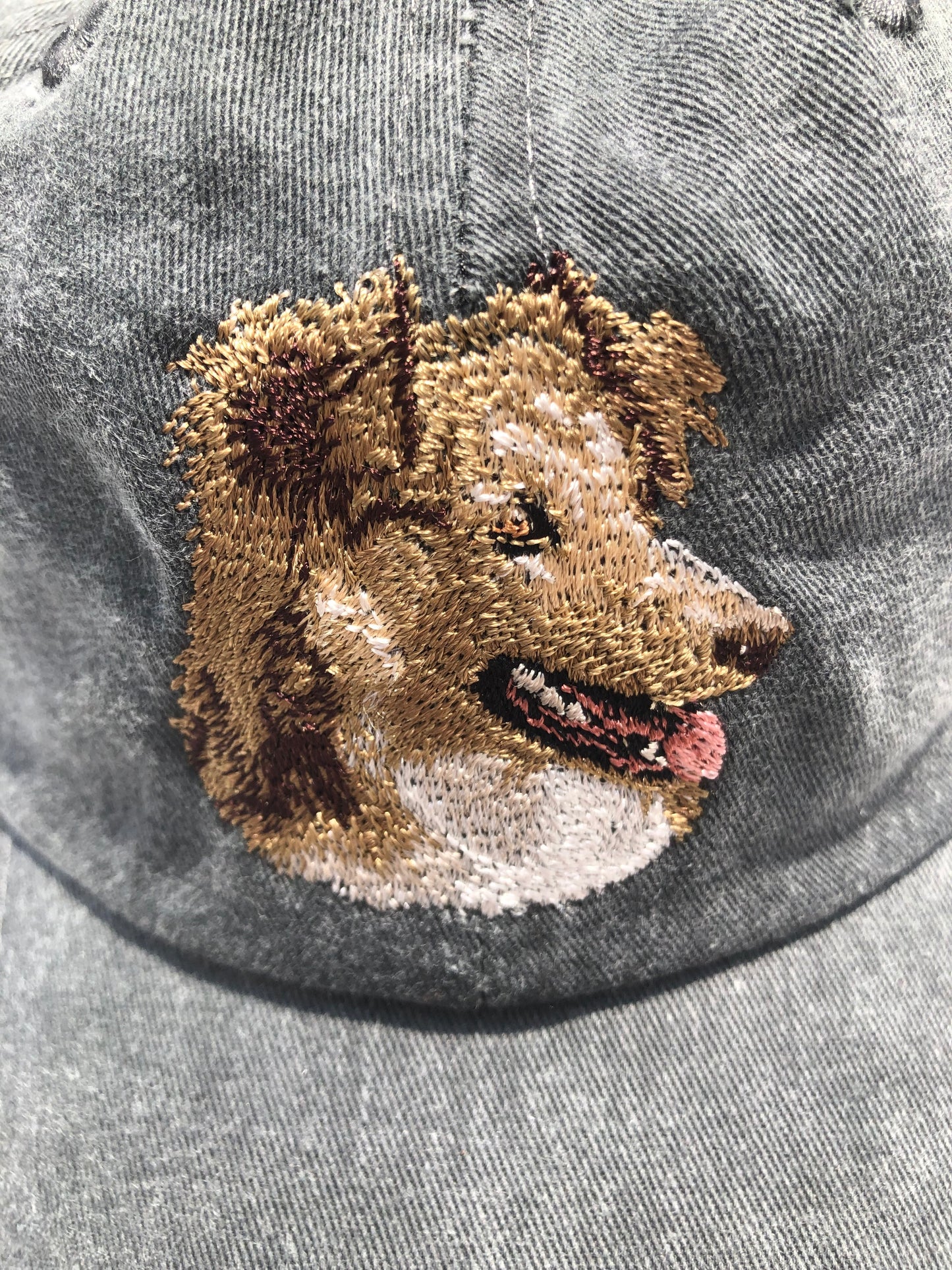 Dog embroidery cotton dad cap[fade black]-Shetland sheep