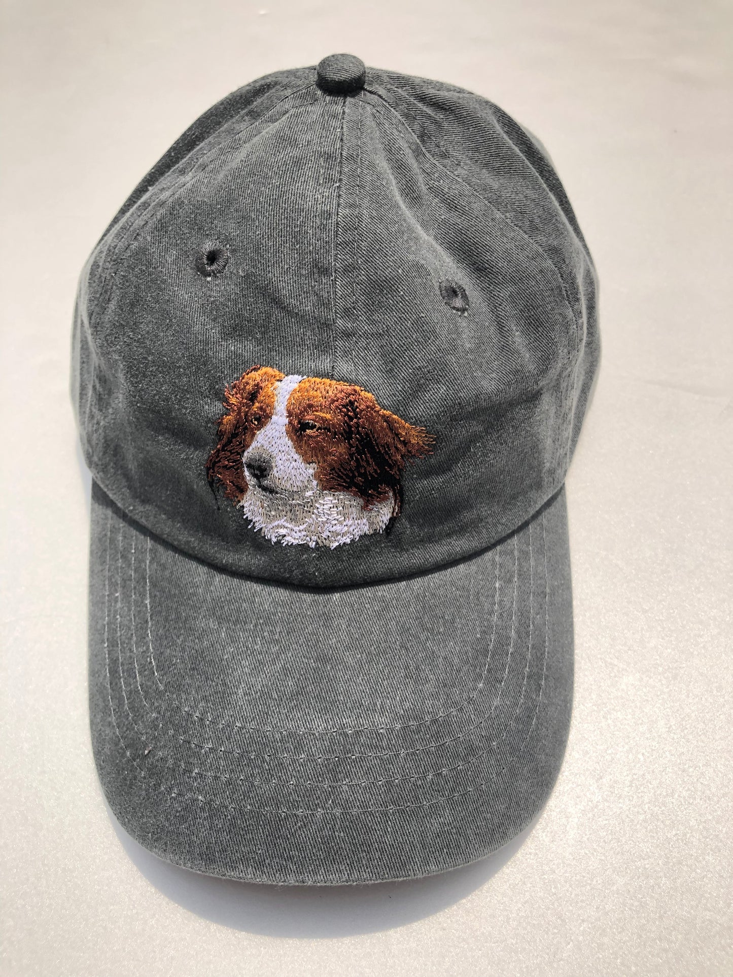 Dog embroidery cotton dad cap[fade black]-Kooikerhondje