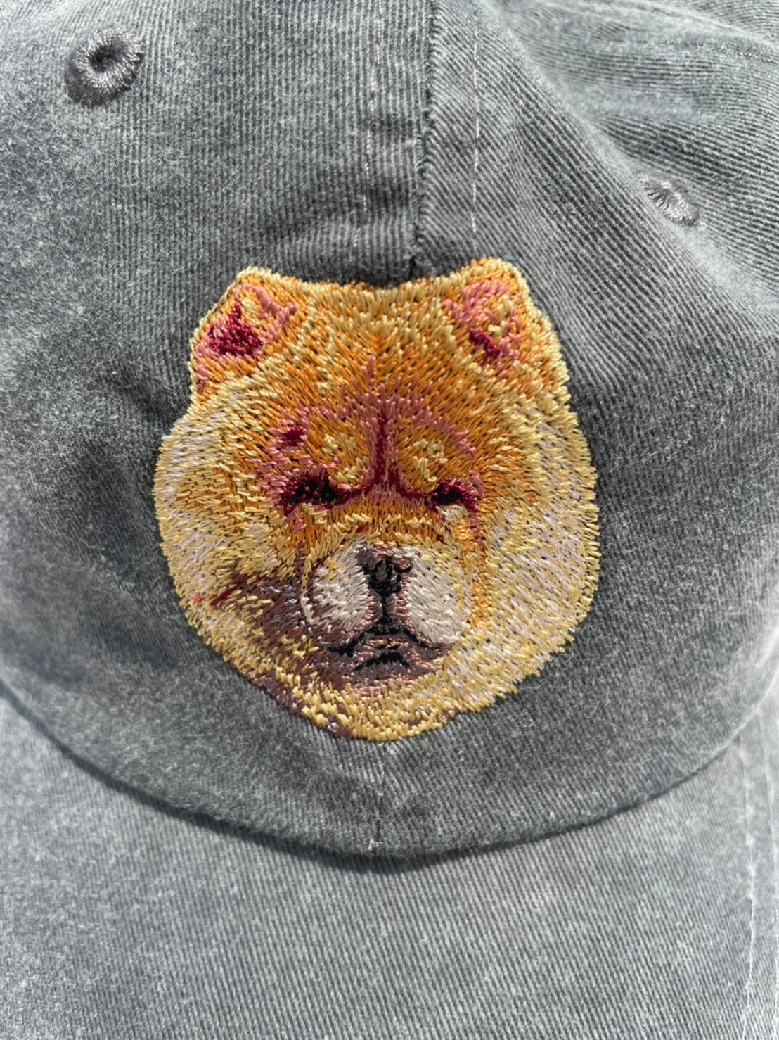 Dog embroidery cotton dad cap[fade black]-Chow chow