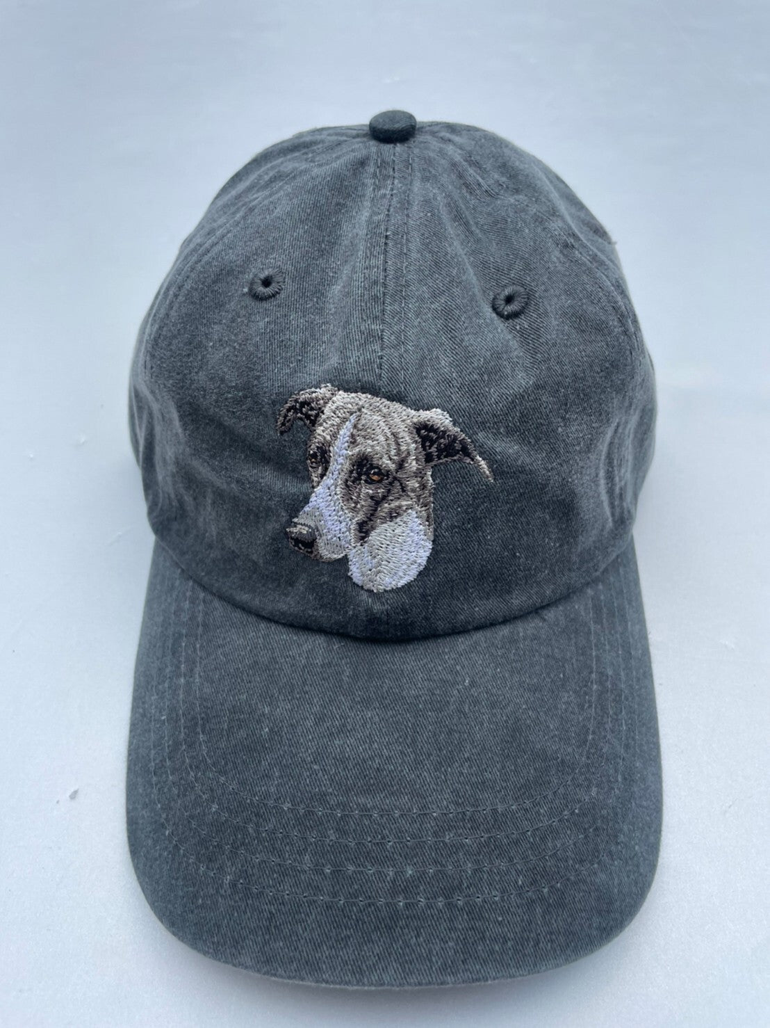 Dog embroidery cotton dad cap[fade black]-Italian Greyhound