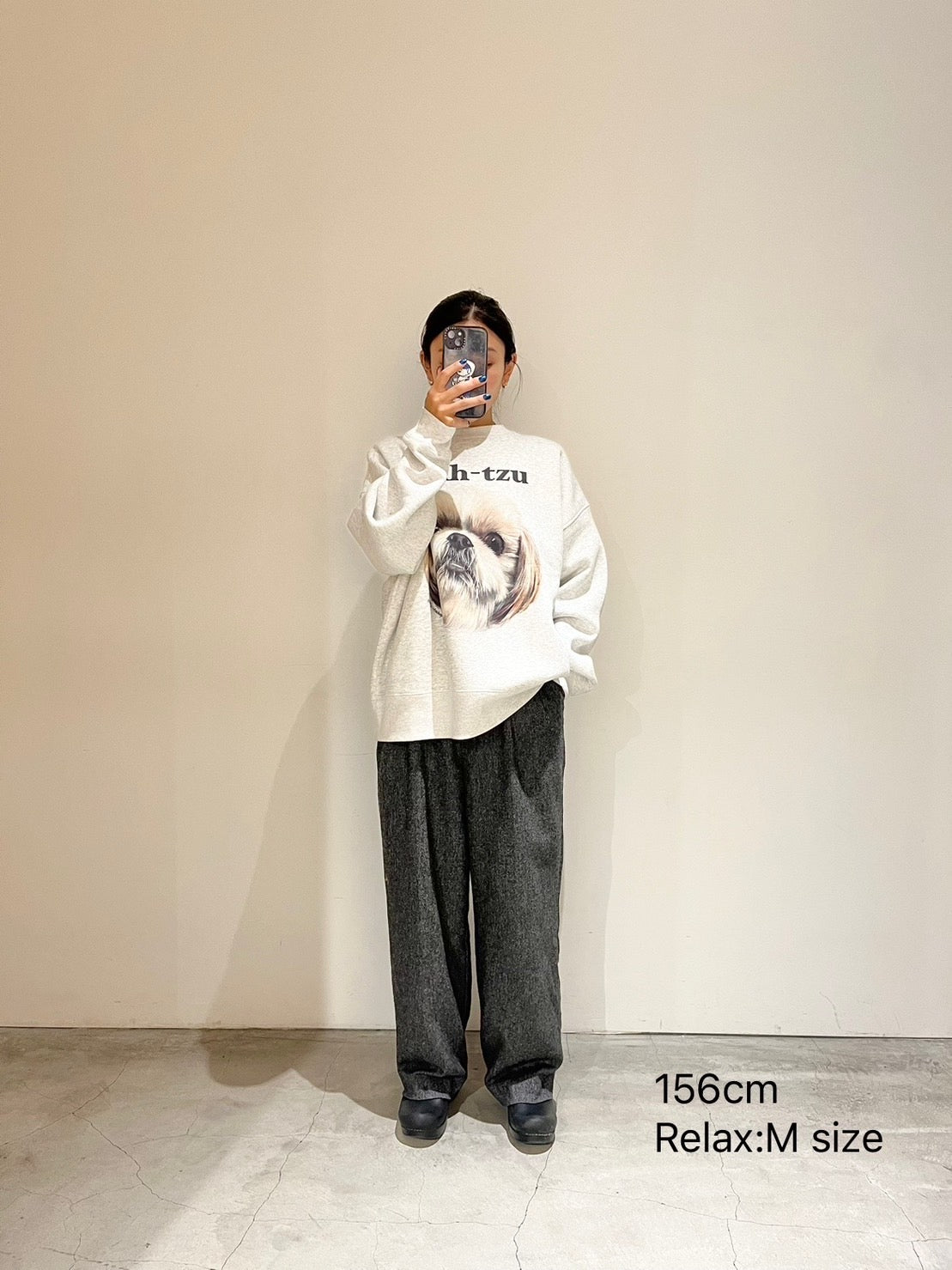 Dog Face Printed Sweat[relax]-Dalmetian