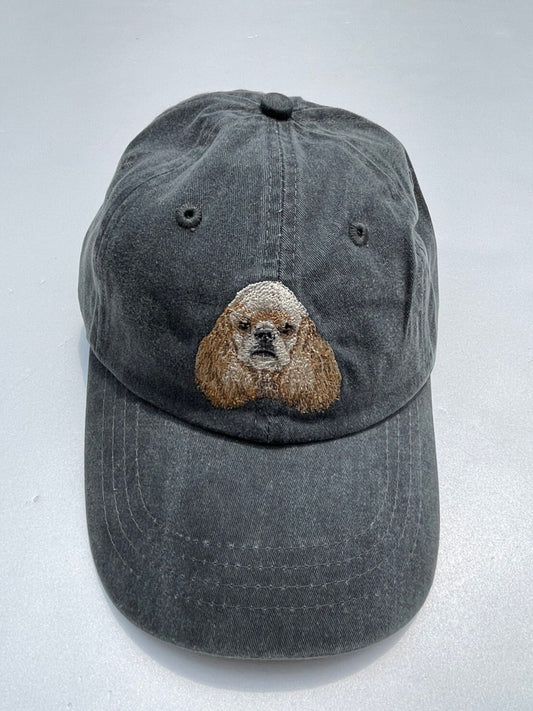 Dog embroidery cotton dad cap[fade black]-American Cocker Spaniel