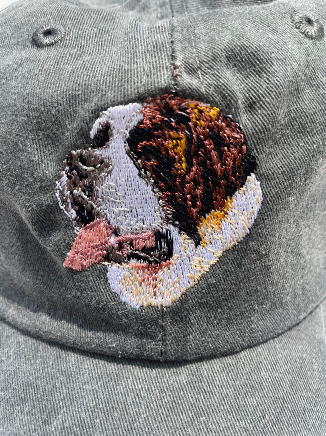 Dog embroidery cotton dad cap[fade black]-Saint Bernard