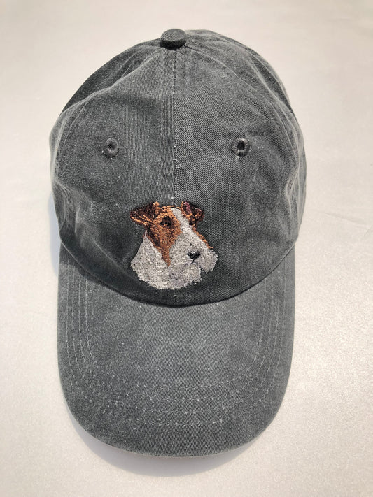 Dog embroidery cotton dad cap[fade black]-Fox terrier