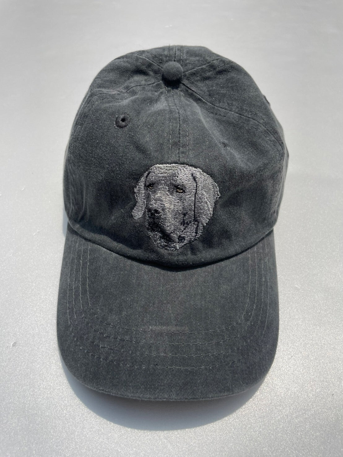 Dog embroidery cotton dad cap[fade black]-Weimaraner