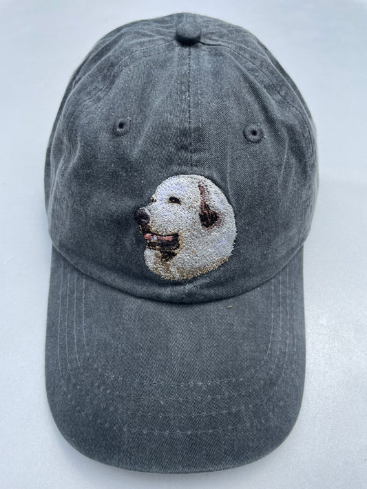 Dog embroidery cotton dad cap[fade black]-Great Pyrenees