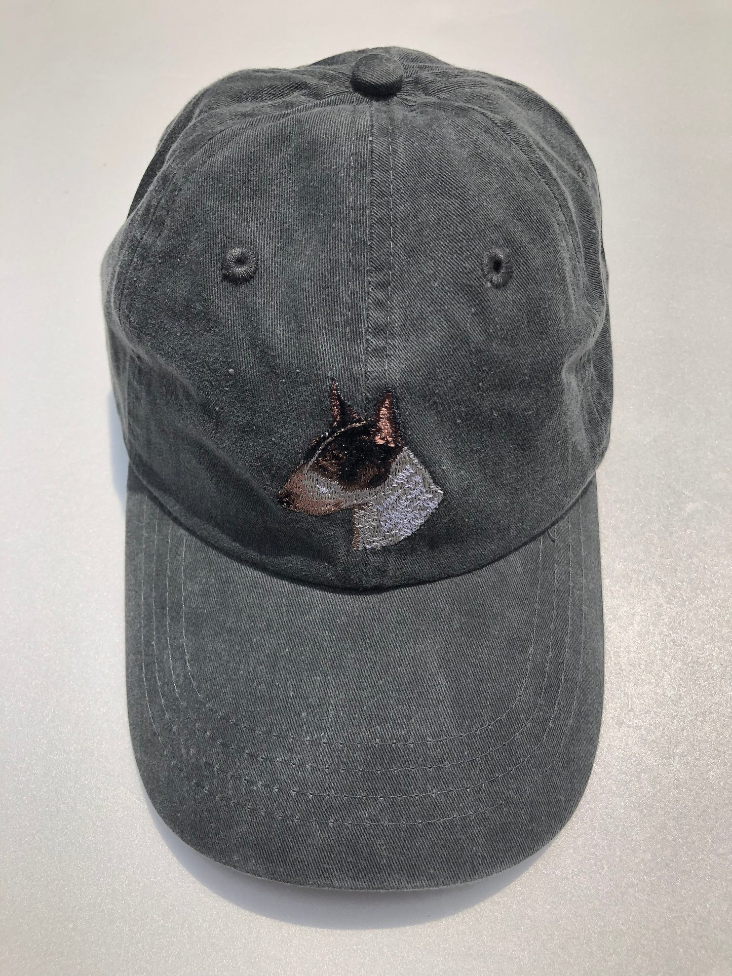 Dog embroidery cotton dad cap[fade black]-Bull terrier