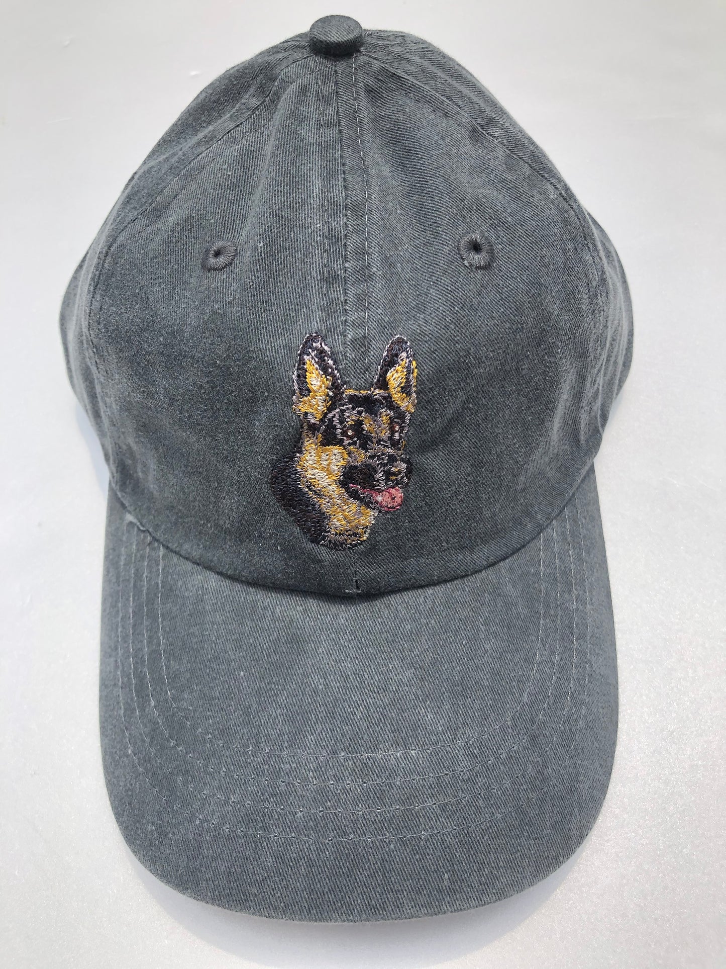 Dog embroidery cotton dad cap[fade black]-German shepherd②A