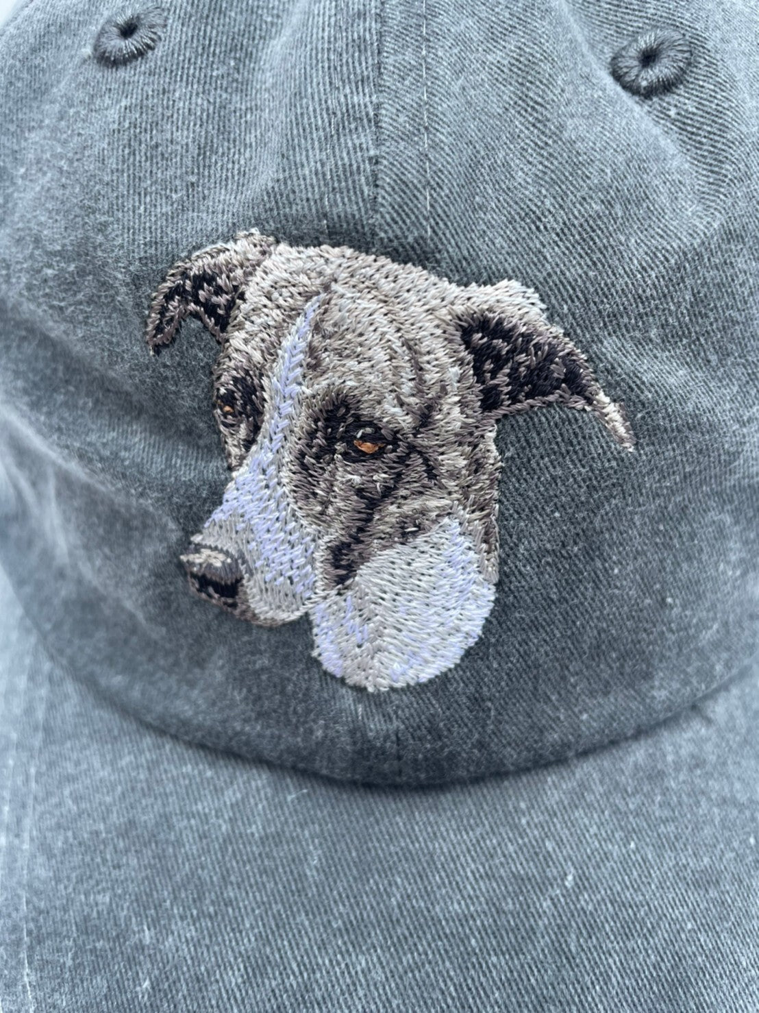 Dog embroidery cotton dad cap[fade black]-Italian Greyhound