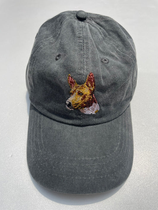 Dog embroidery cotton dad cap[fade black]-Basenji