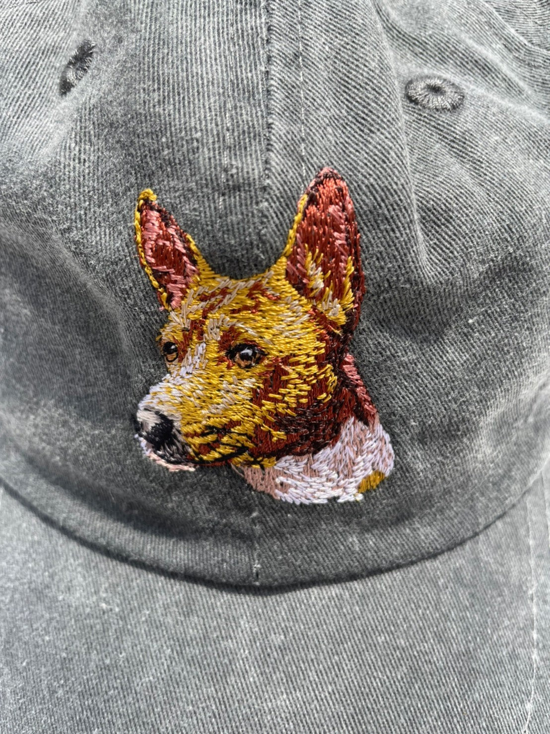 Dog embroidery cotton dad cap[fade black]-Basenji